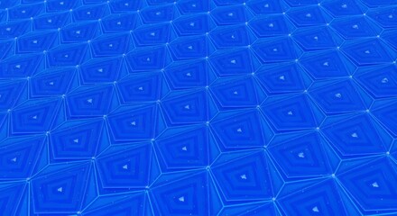Wall Mural - geometric blue fractal pattern with layered polygons