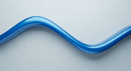Wall Mural - glossy blue wavy tube on a light gray background
