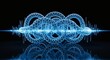 © fledermausstudio - Glowing blue waveform and DNAlike structure with reflection
