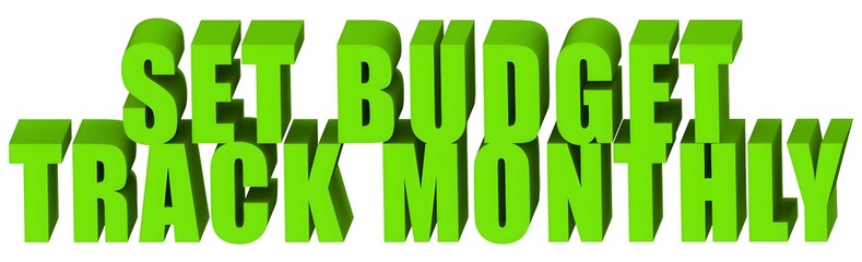 Wall Mural - Set Budget Track Monthly , 3d text