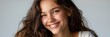 © Iryna - Smiling young caucasian female teen with long brown hair and natural makeup