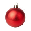 © Hanna - Bright red Christmas ornament hangs with shine, adding festive charm to holiday decorations in winter isolated on transparent background