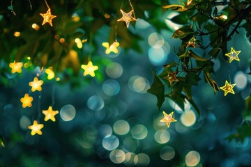 Wall Mural - star bokeh background backgrounds plant green.