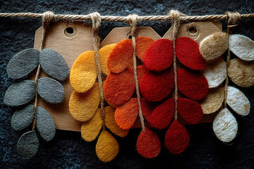 Wall Mural - Autumn-Themed Felt Leaf Garlands for Creative Seasonal Decorations