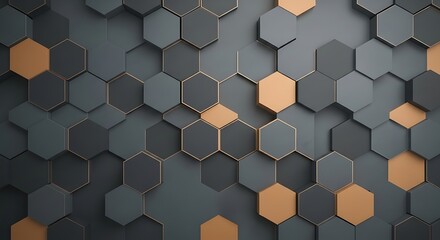 Abstract background with black and gold hexagons creating a modern and stylish geometric pattern