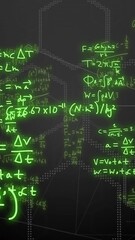 Wall Mural - animation of scientific data processing over dark background