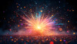 © swapan - Colorful Explosion of Light and Confetti Sparks Against Dark Background