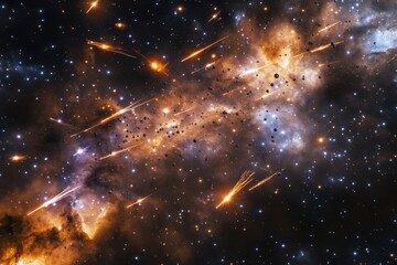 Wall Mural - Exploring the vibrant colors and chaotic beauty of a cosmic nebula in deep space