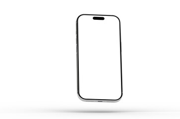 High-quality image of a modern smartphone with a blank screen, perfect for app presentations or website mockups.  Clean, minimalist design.