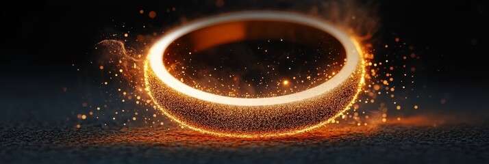 Wall Mural - a stunning golden ring surrounded by sparkling dust, emitting a magical and enchanting aura