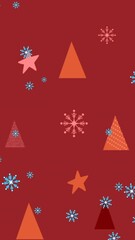 Wall Mural - animation of snow falling over christmas decoration and pattern
