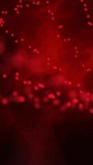 Wall Mural - animation of red particles forming dna helix over abstract pattern on black background