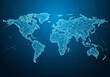 © Shahbaz - Global world map network, digital earth connection, futuristic technology background, communication web illustration, glowing blue connectivity design,