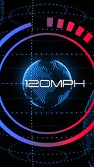 Wall Mural - animation of changing numbers and globe in loading circles over globes against black background