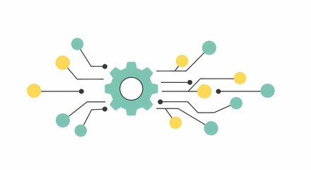 Gear with connected circuits in modern flat design style  