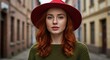© Onur - Redhead Woman in Red Hat