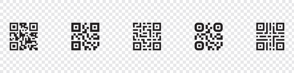 QR code icon. Qr code icon on transparent background. Vector illustration. 