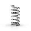 © Putri - A metallic coil spring, meticulously detailed, displays a polished, reflective surface against a pure white background.