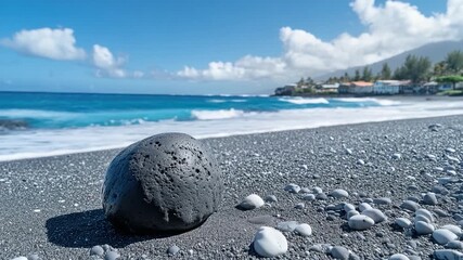 Wall Mural - a large rock formation on a sandy beach next to the ocean