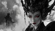 © Say - Dark Fantasy Queen with Piercing Red Eyes and Ornate Crown.