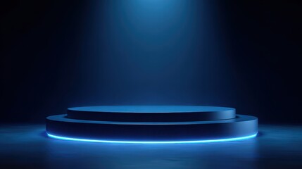 Wall Mural - stunning photo of dark blue stage podium 3d background product platform of empty scene presentation 