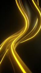Wall Mural - stunning photo of 3d render, abstract neon wallpaper. yellow glowing lines over black background. st