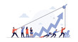 © Roland - Teamwork efforts pulling up the business growth arrow chart upwards to success