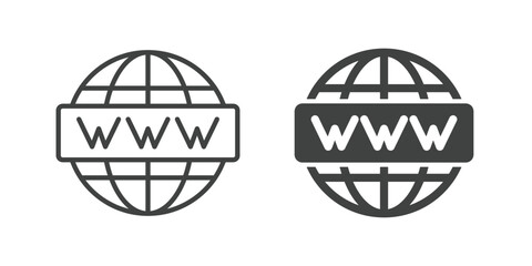 World wide web icon. Line and glyph solid icon. Editable stroke and Perfect pixel isolated on white background. Vector illustration