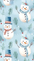 Canvas Print - snowman backgrounds pattern winter.