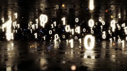 Wall Mural - Abstract digital data flow binary code numbers floating in space