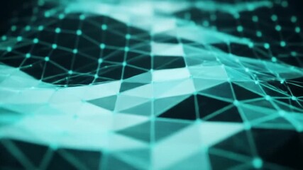 Wall Mural - Abstract digital network structure with connections in teal color