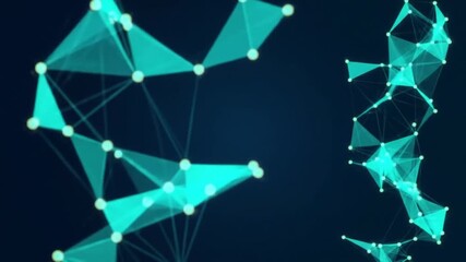 Wall Mural - Abstract geometric network structure in neon blue on dark background