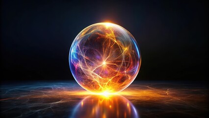 Wall Mural - Energy Ball on Black Background Glowing Orb