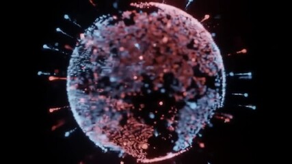 Wall Mural - Abstract sphere with bursts of color and light on dark background
