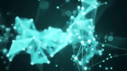 Wall Mural - Abstract turquoise network connections on dark background