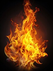 Wall Mural - Fiery orange and yellow abstract flames dancing in the air