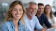© regulator - Smiling Woman with Team Business Meeting Collaboration Success.