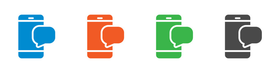 Phone icon with message. Solid vector icon.