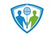 © lail - Badge design of two figures holding a badminton racket.