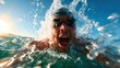 ©  Shomixer - An intense underwater shot of a swimmer creating a dramatic splash, illustrating athleticism, energy, and passion for the sport under sunny skies.