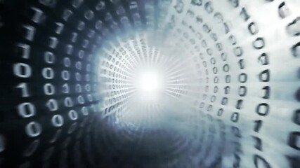 Wall Mural - Digital data tunnel abstract illustration binary code information flow