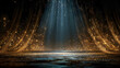 © Daniel - Stage opening golden stage glitter with spotlights ad luxury gold light streak Particle luxury for ceremny background