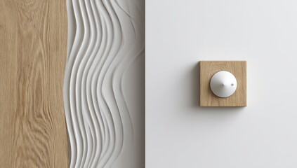 Minimalist zen-like scene with a wooden square and a white object