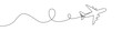 © chekman - Passenger airplane with flight path in one line art style. Airplane drawing with editable black stroke. Vector illustration.