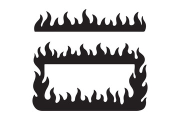 Wall Mural - cartoon fire borders. flame frame, blazing dividers, hot flaming banners. fire flames on white backg