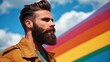 © erlina - Man with beard outdoors colorful background