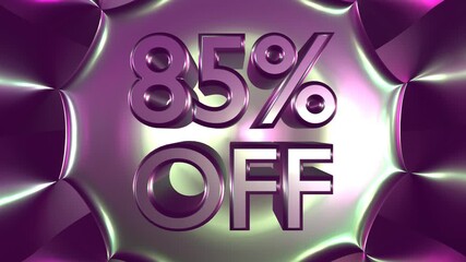 Wall Mural - 85 percent off on glowing background animation for business and sale concept