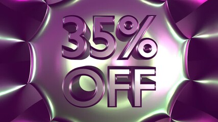 Wall Mural - 35 percent off on glowing background animation for business and sale concept