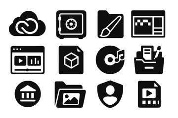 Wall Mural - Technology linear icon set. digital, data management, security, communication icons