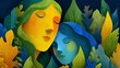 © sweetriver - an impressionist illustration of a mother and daughter cuddling together